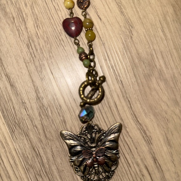 ⭐️Butterfly‎ Pendant Necklace with Beaded Chain⭐️ - Picture 2 of 3
